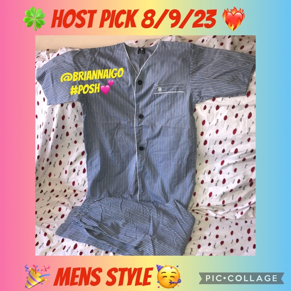 US Polo Assn small blue white and grey striped pajamas 💕